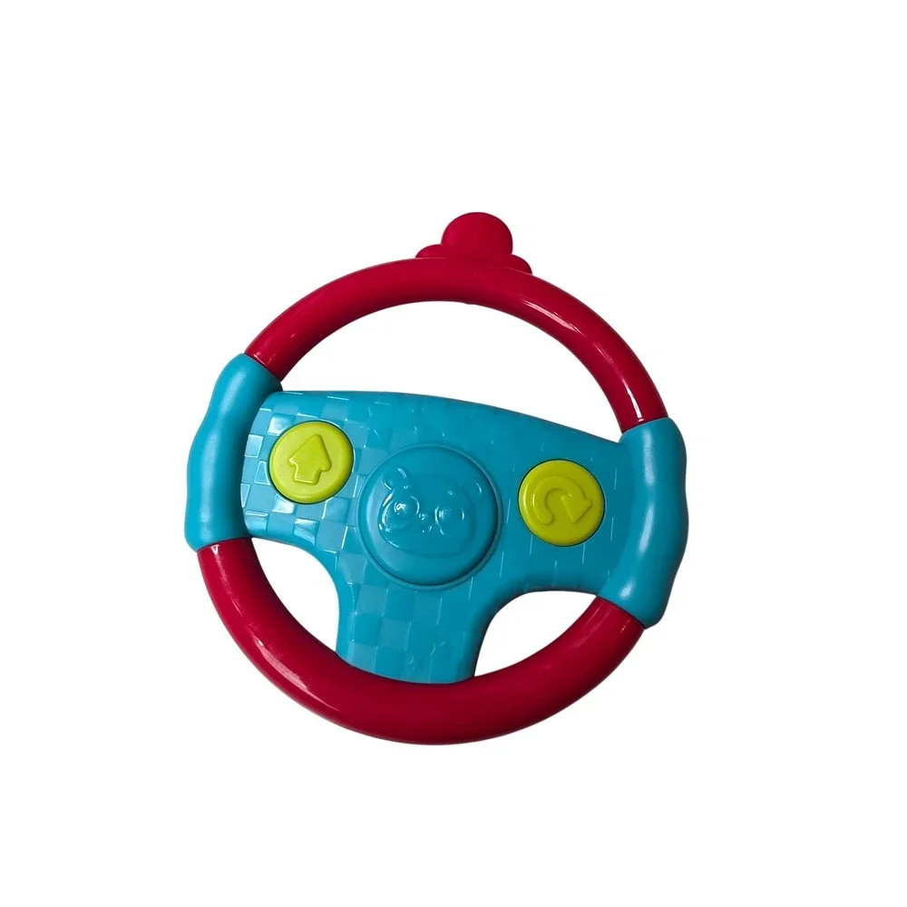 Land of B. by B. toys Woo-Hue Steering Wheel Toy Red Teal Panda Sound‎ Lights G1